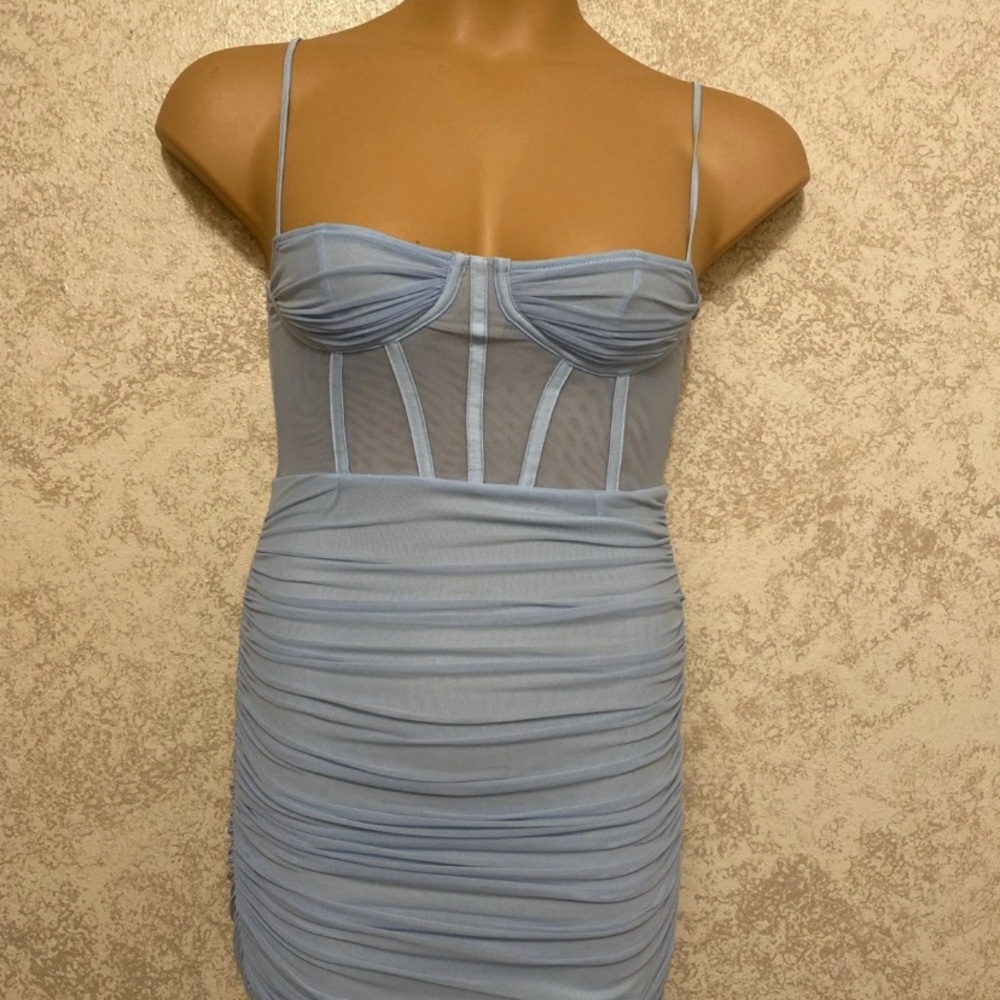 SHEIN Light Blue Spaghetti Strap Mini Bodycon  Dress
